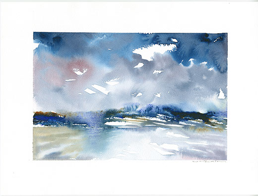 Abstract original watercolour landscape painting by Jon Huldrick Wilhelm.