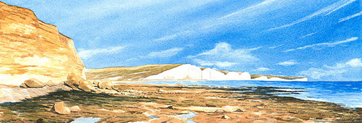 Original watercolour painting by Hastings artist Jon 'Huldrick' Wilhelm.