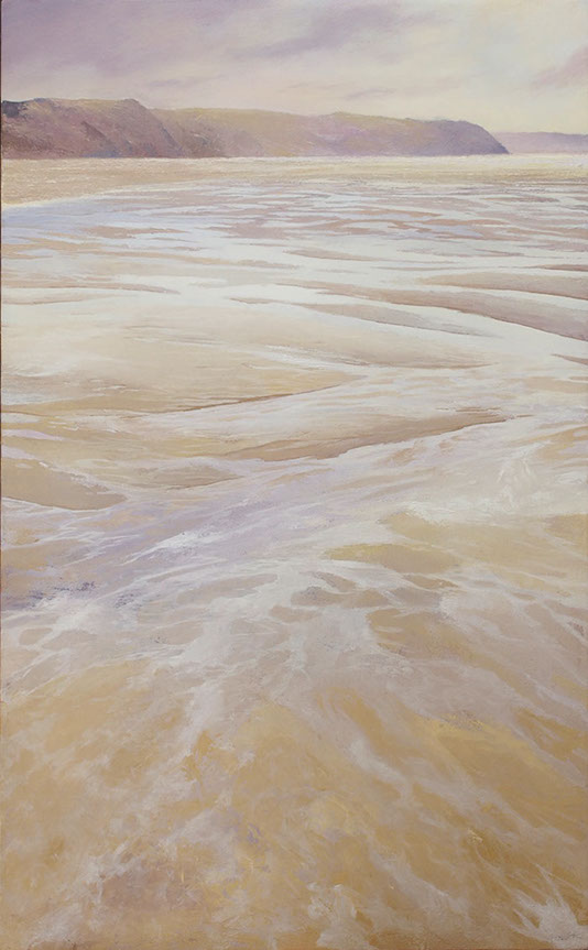 Original oil painting of Perranporth Beach by Hastings artist Jon 'Huldrick' Wilhelm.