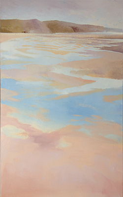 Perranporth beach original painting by Jon 'Huldrick' Wilhelm. Work in progress.