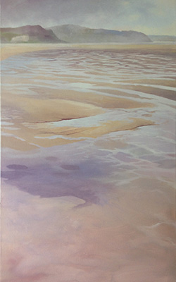Perranporth beach original painting by Jon 'Huldrick' Wilhelm. Work in progress.
