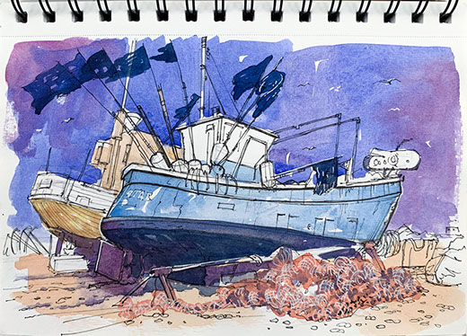 Sketchbook. Hastings Stade sketch by Huldrick