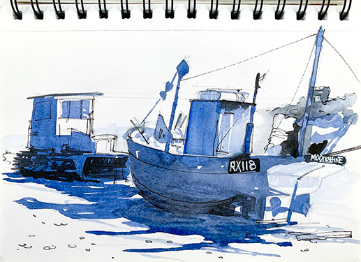 Sketchbook. Hastings stade. Tonal Sketch by Huldrick.