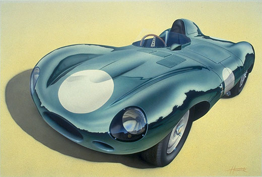 Jaguar D-Type painting by Jon 'Huldrick' Wilhelm.