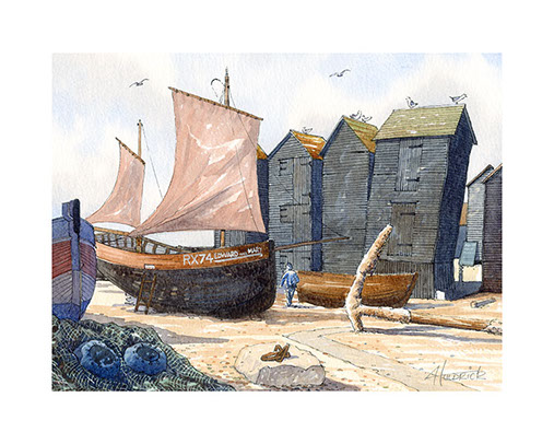 Limited edition print "Edward and Mary" taken from an original watercolour painting by Hastings artist Jon 'Huldrick' Wilhelm.