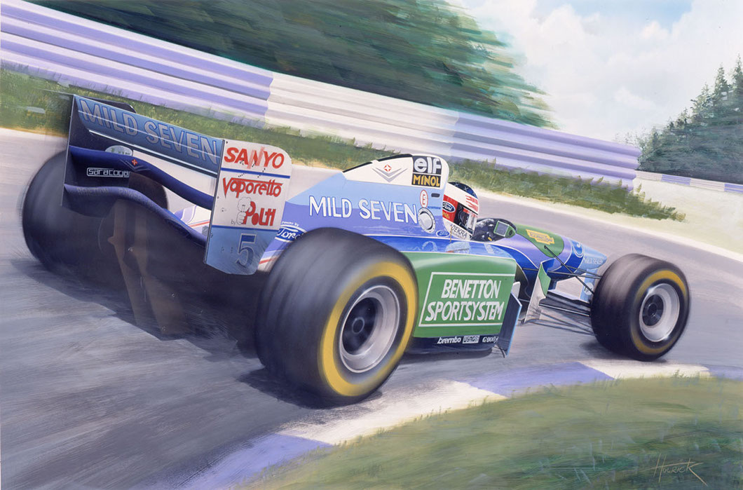 Michael Schumacher, Benetton B194 original airbrush painting by Huldrick.